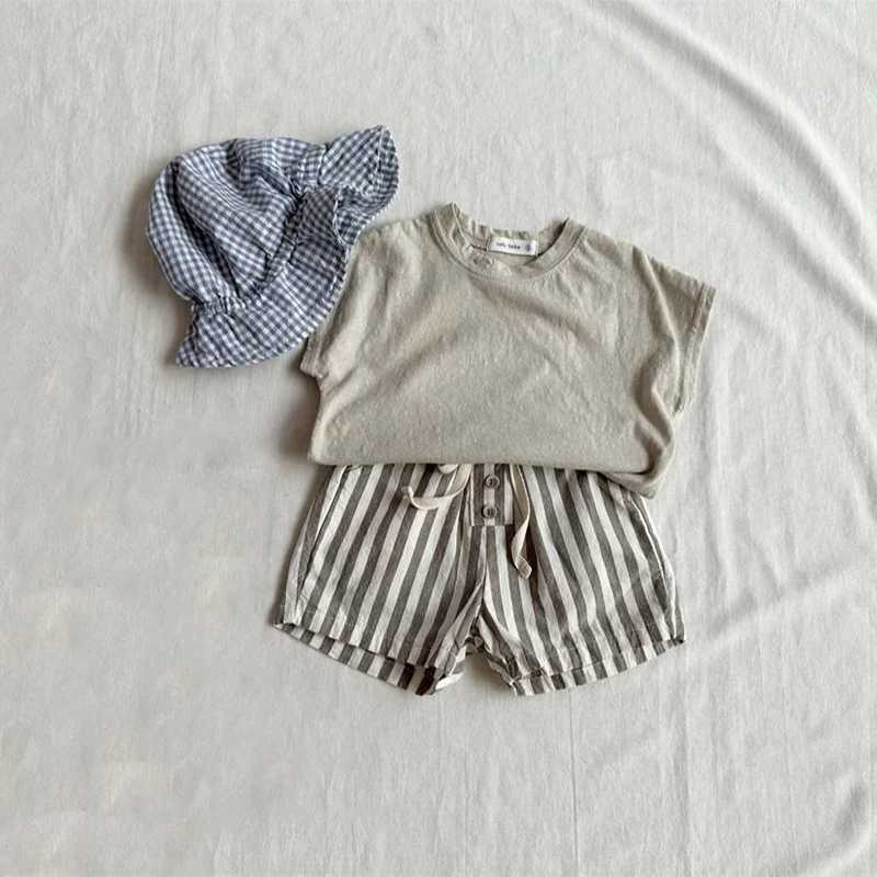 Shorts nya sommar barn shorts ldren söt randbyxor pojkar outwear byxor h240426