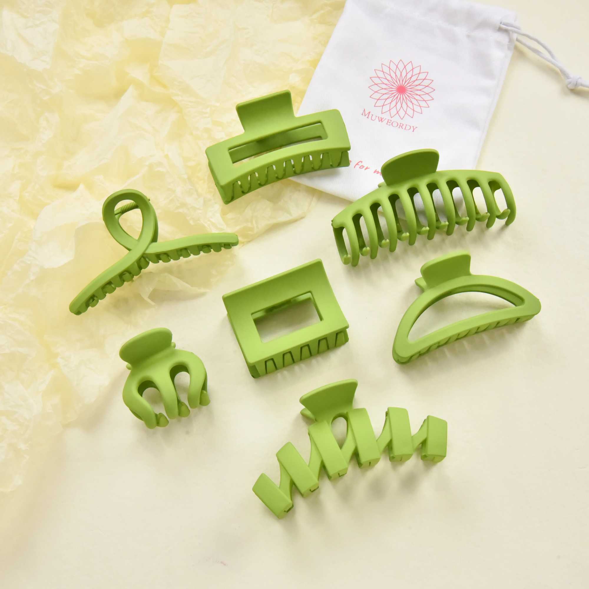 Morsetti YHJ Green Hair Accessorio set 7 pezzi 7 pezzi di regalo di grandi dimensioni Clip Accessori capelli squallidi donne Y240425