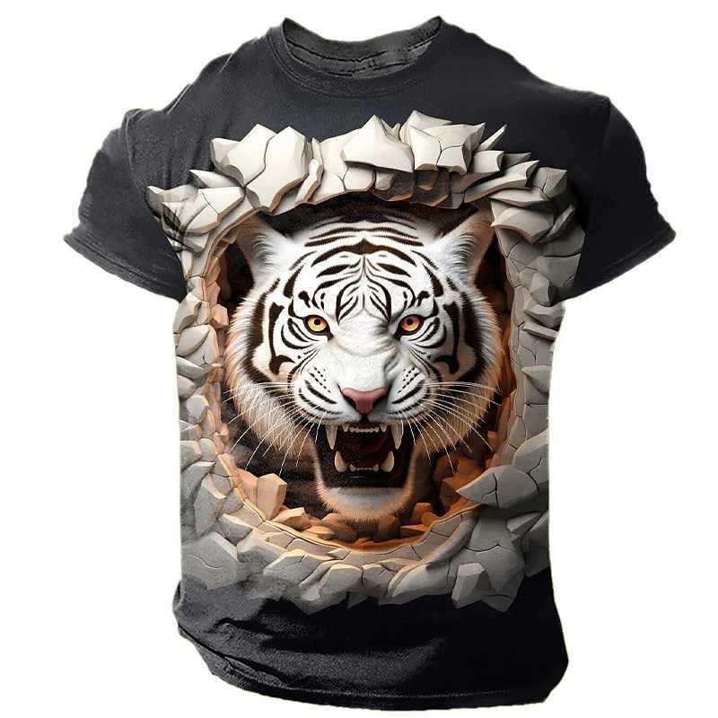 Herren-T-Shirts Sommer T-Shirt für Männer Tier Wolf Print Freizeit kurzer Slve Kleidung Fashion Strt O-Neck Pullover Übergroße Herren T-Shirts T240425