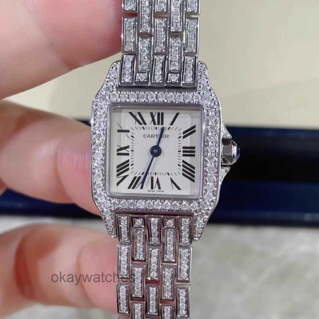 Cadran travaillant des montres automatiques Carter Womens Regardez Sandoz Square Quartz W25064Z5 avec diamant réglé à l'arrière