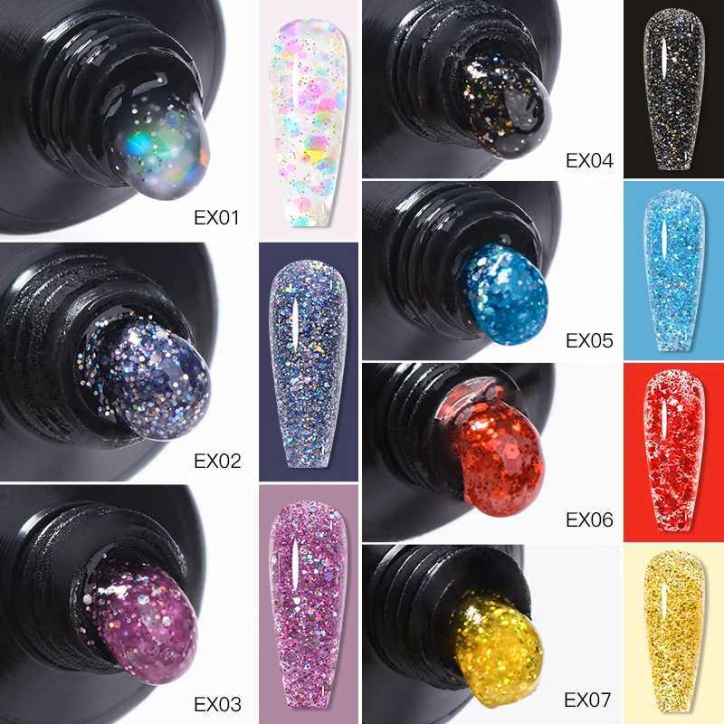 Nagellakmeting over 20 ml glitterverlenging nagelgellak 7 kleuren UV Quick Extension Finger Nail Art Design Semi Permanente Manicure Y240425