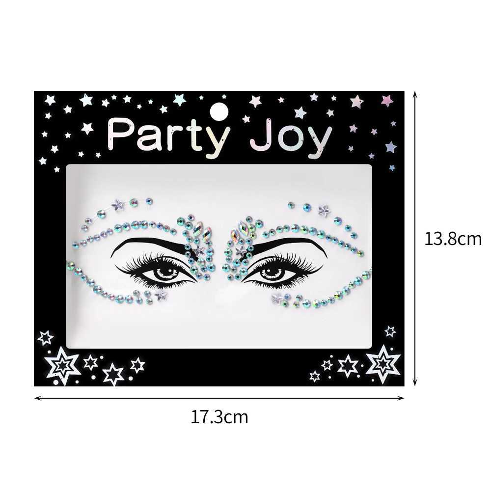 Tatuagem Transferência de 1 folha Glitter Face Jewels Adesivos Diamond Party Makeup Corporal Arte Areta do Eyeliner Jóias Esquecidos Eyes Tattoos Rhinestones Beauty 240427