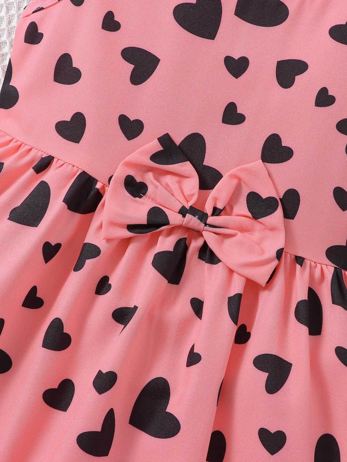 فساتين الفتاة Evryday Toddler Girls Love Heart Print Oclessess Dress مع زخرفة Bowknot مطابقة قبعة للحفلات Summerl2404