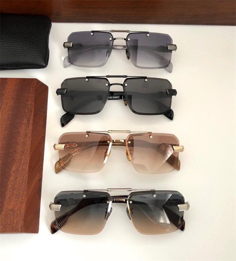 New fashion design square sunglasses 8277 metal frame rimless cut lenses retro generous style high end outdoor UV400 protection eyewear