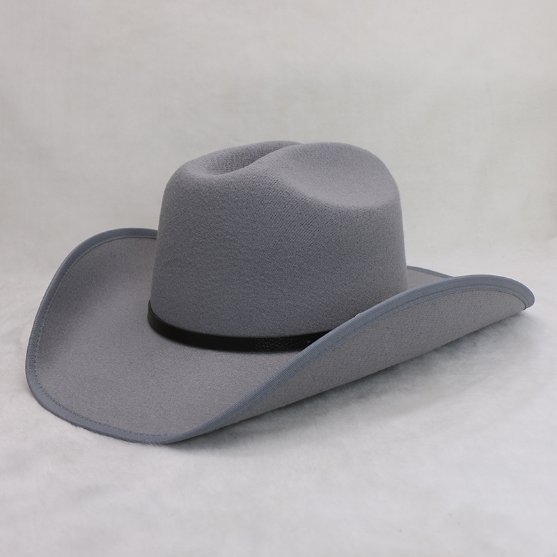 Chapeaux en gros de la mode punk occidental cowboy jazz chapeau laine de laine de laine masculine cattleman blanc paille blanche chapeau de cowboy de femme