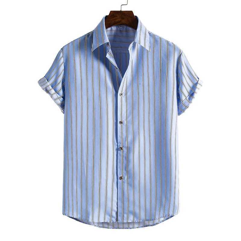 Chemises décontractées pour hommes Été Stripes classiques chemises hawaïennes hommes Hot Vente 3D Print Tropical Plantes courtes Shirts décontractés Bouton Aloha 240424