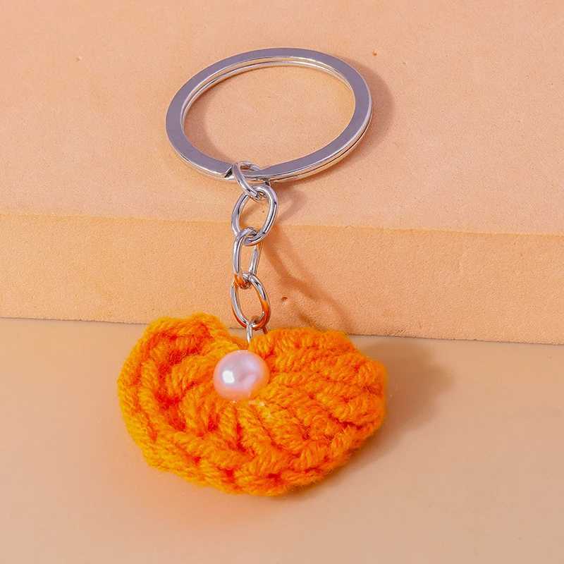 Keychains Lanyards Cute Handmade Knitted Love Heart Charms Keychains Souvenir Gifts for Women Men Car Key Handbag Pendants Keyrings DIY Accessories