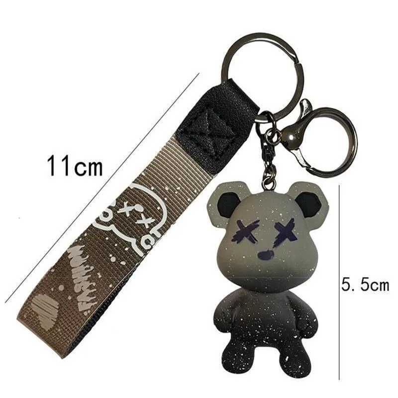 Chaços de chaveiros desenho animado urso -chave Chain Chameleon Resin Kichain Fita Tape Fashion Fashion Doll Bag Pingente Holiday Car Key Ring for Girl Jewelry Gift