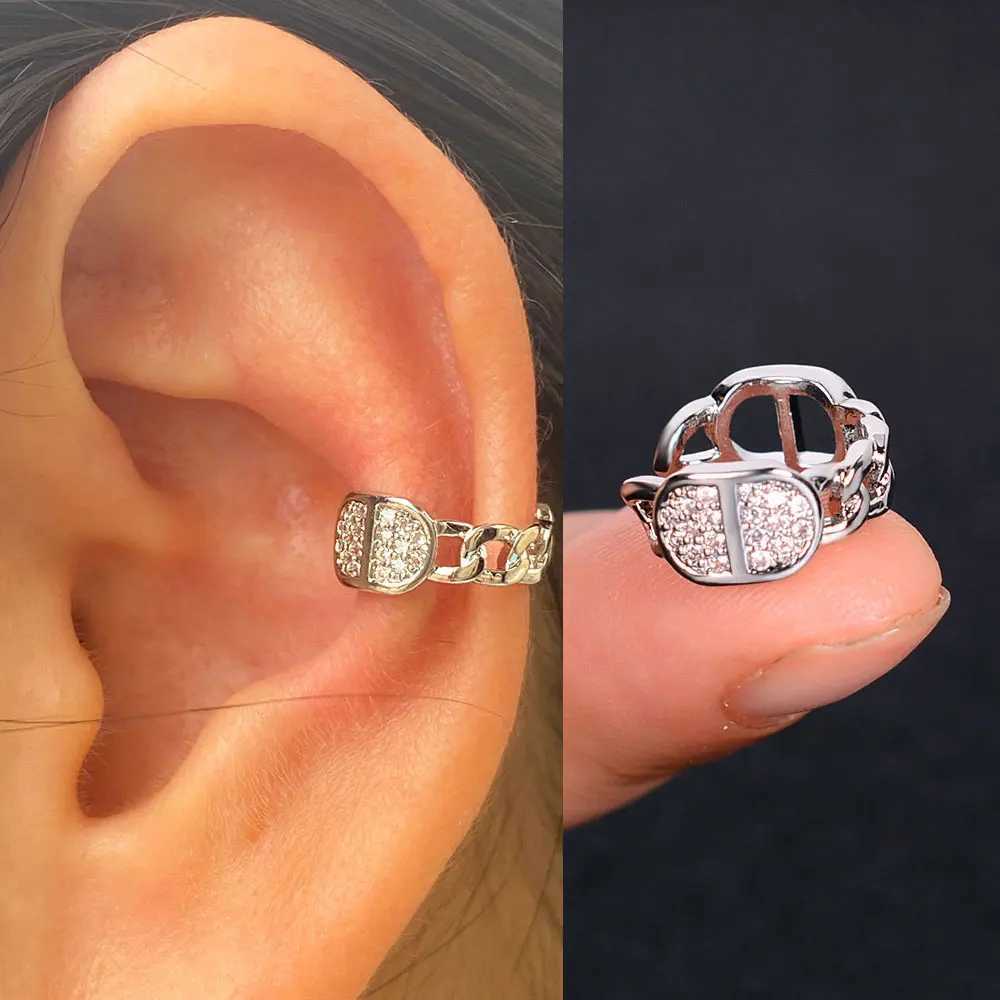 Charm ihålig geometri Rainbow Cz Cuff Wrap Clip on Earrings Women Girls Climber Ear Brosk Benklipp Fake Earring Non Piercing