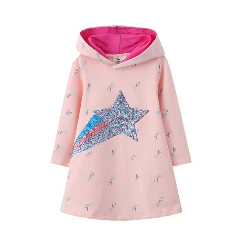 Girl's Dresses Jumping Meters 2-7T Animals Princess Girls Dresses Cotton Autumn Spring Childrens Clothes Autumn Kids Whale Toddler DressL2405
