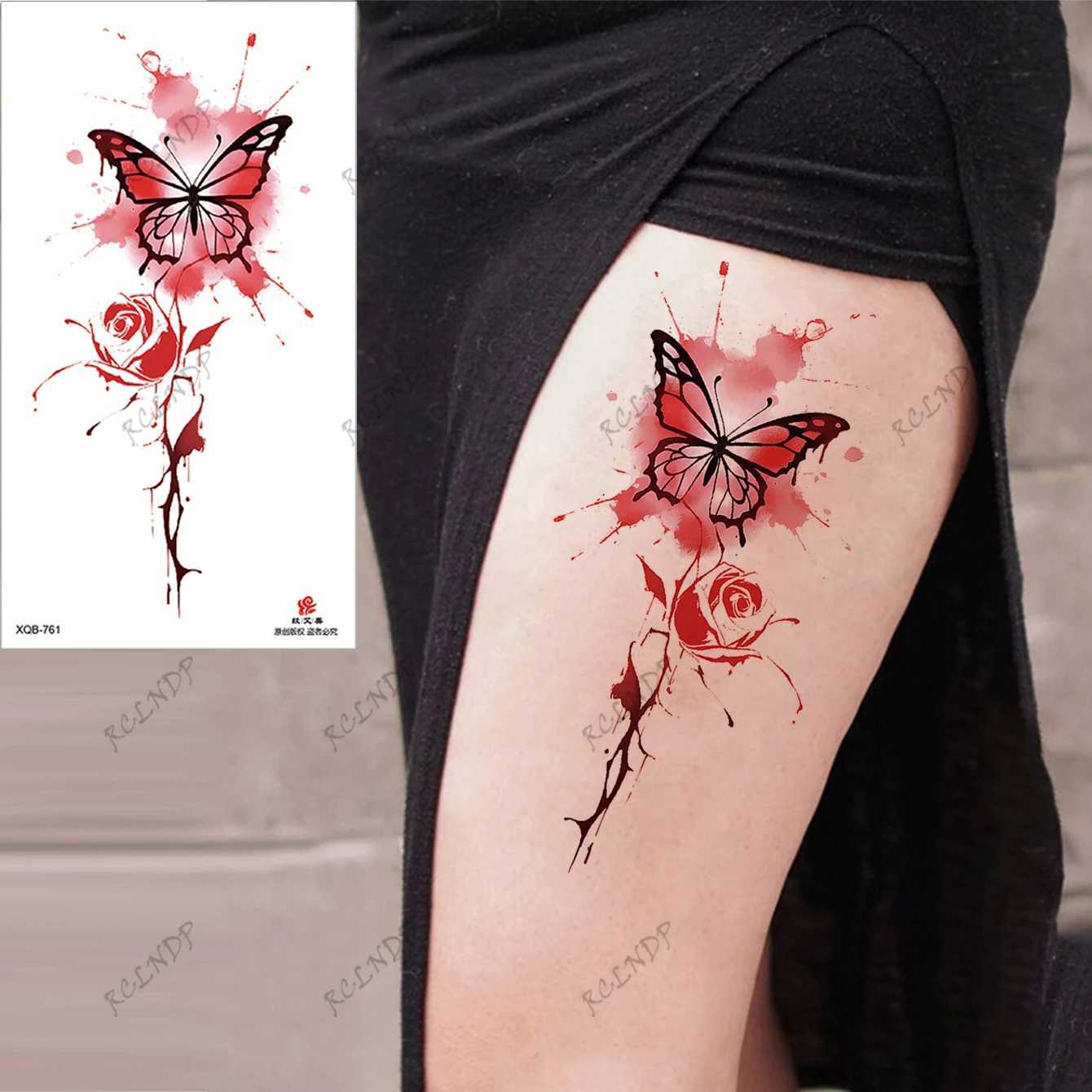 Trasferimento tatuatore impermeabile tatuatore temporaneo tigre tigre rosa farfalla drago whale wolf uccello falso tatto flash tatoo tatato donne 240427