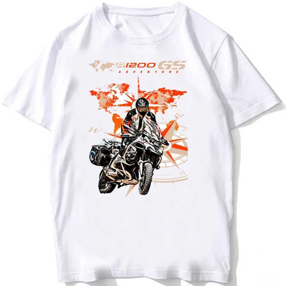 T-shirts masculins Nouveaux motos allemandes Motorrad R1200 GS Big Trail T-shirts Men Vêtements courts Slve Strtwear Grands tops hors route T T240425