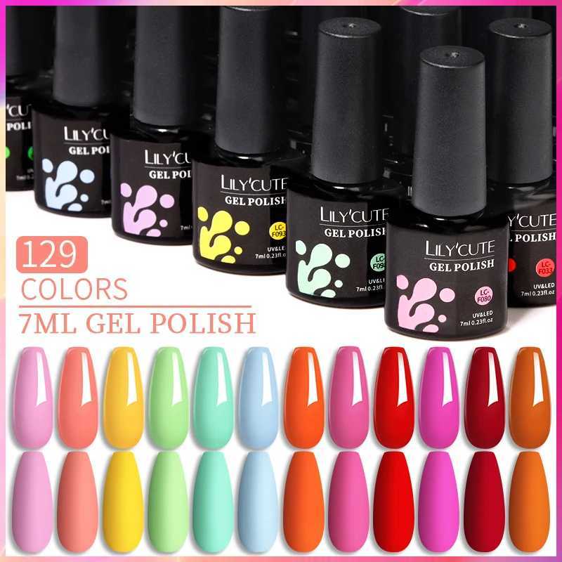 Nagellack lilycute 7 ml 129 färgglad gel nagellack långvarig UV LED -gel paljetter för manikyr nagelkonst design gel lack y240425