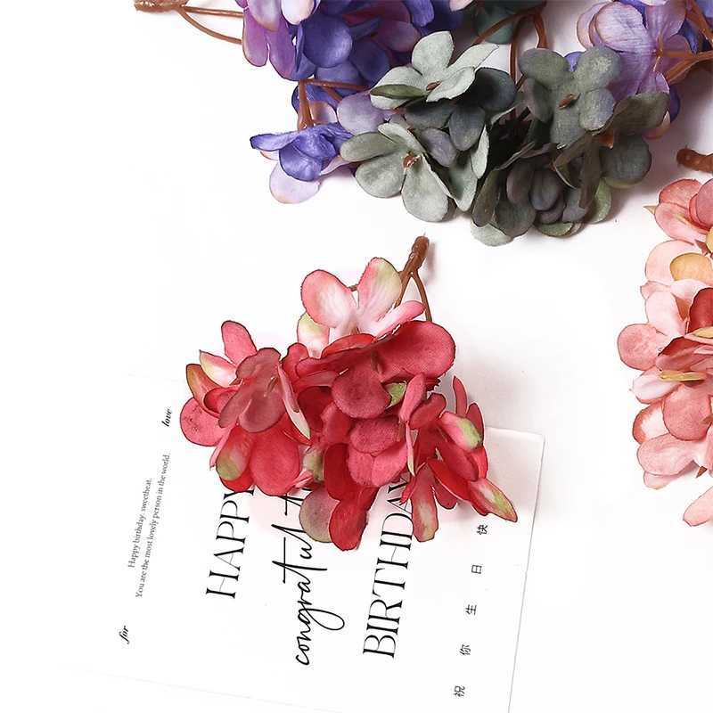 Высушенные цветы настоящий прикосновение букет гидрангея искусственные цветы комната дома