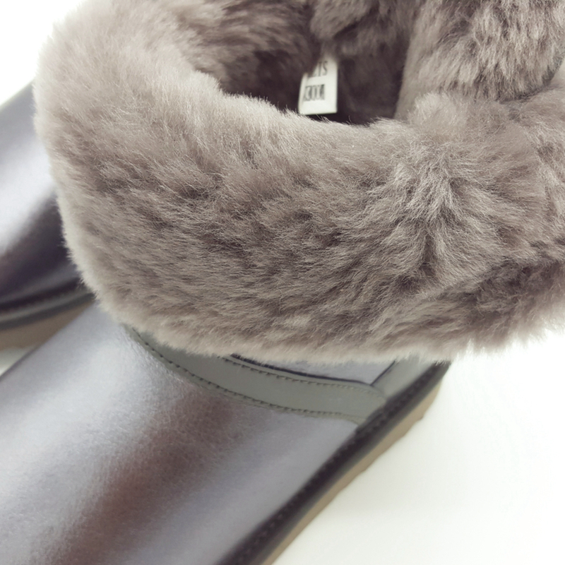 Nouveau arrivée des bottines de cheville d'hiver en cuir réel en cuir grande taille