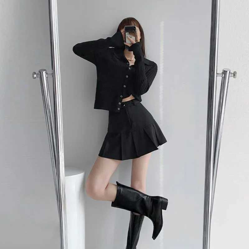 Röcke hohe Taille Sommer Frauen plissierte Rock Y2k College-Stil Uniformen Sicherheitsshorts Miniröcke Koreaner Strt Slim A-Line-Rock Y240420