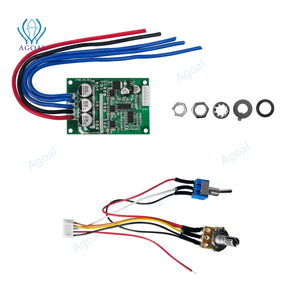 Tillbehör DC 12V36V 500W Högkraft Borstlös Motor Controller Driver Board monterad No Hall Diy Kit Peak Current 20A