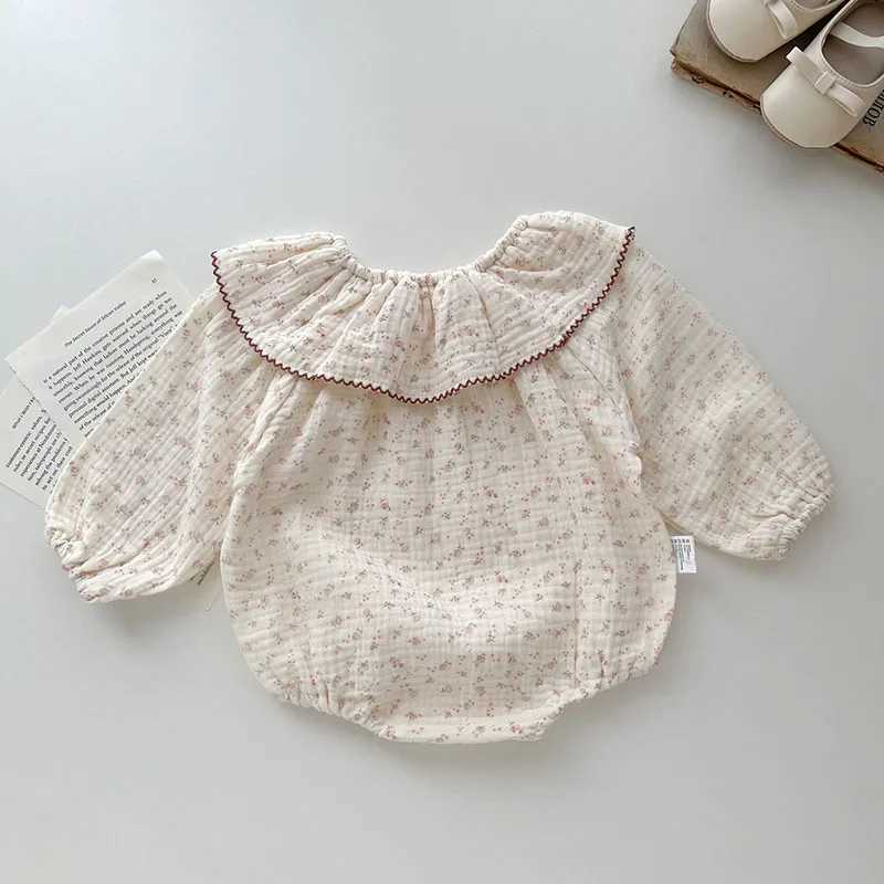 rompers new Spring baby bodysuit girls sweet cotton yarn زهرة واحدة