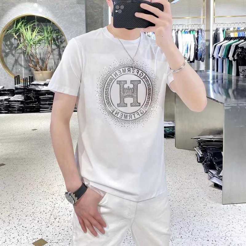 Men's T-Shirts designer Short sleeve men's summer thin hot drill half T-shirt fashion trend round neck slim fit net red spirit guy B3O8