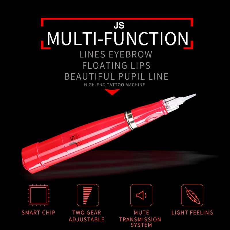 Pacificier 2016 New Js Color Red Professional Micro aiguilles Hine Charging Plugin Dual Permanent Makeup Hine Pen