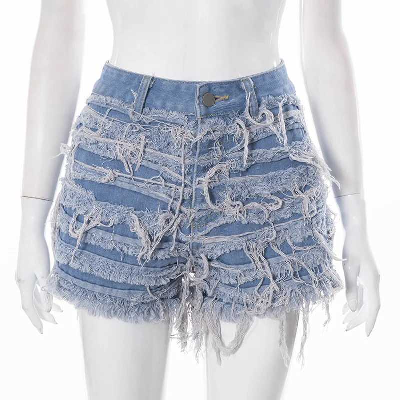 Shorts femminile Fringe in difficoltà di jeans shorts 2023 Summer Y2K Abbigliamento Strtwear Women High Strt Nappel Shorts Jean Sexy Club Pants Outfit Y240425