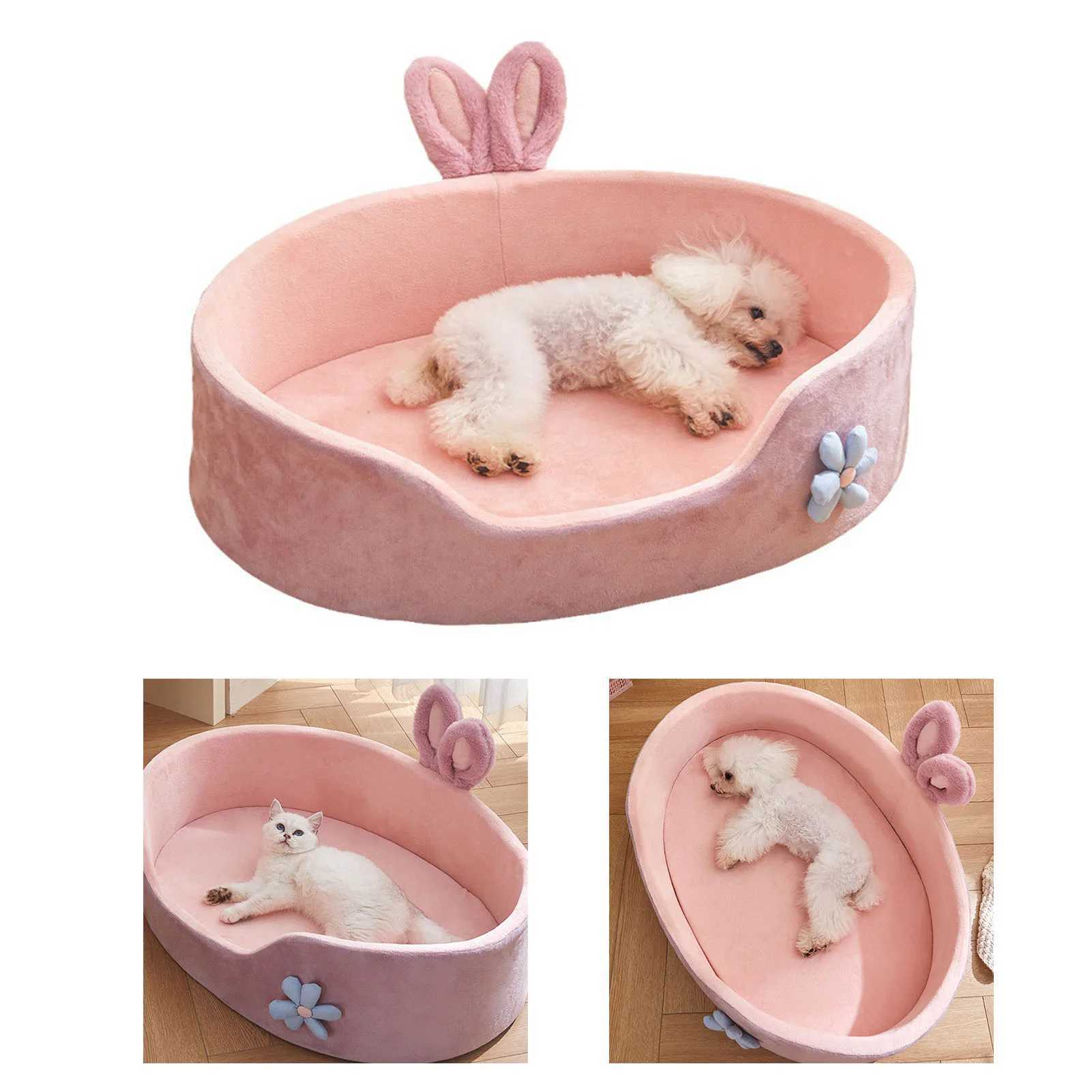 Cat Carriers Crates Houses Pink Pet Bed Dainable en Washable Dog Bed Soft Comfortabel en Warm Cat Bed Four Seasons 240426