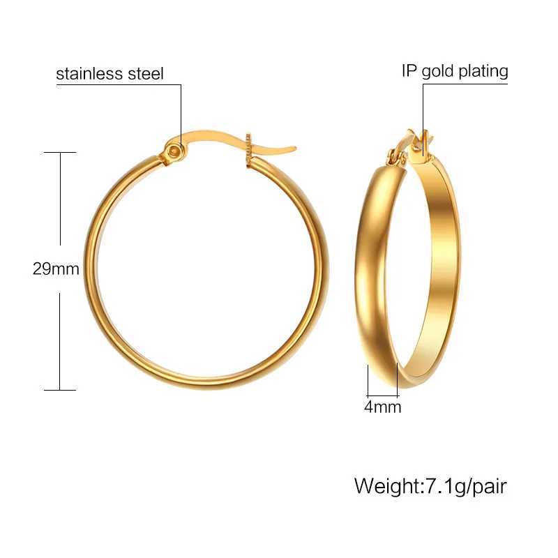 Stud Stainless Steel Fashion Flat Hoop Earrings Geometric Big Circle Wide Earrings for Women Brincos Punk Jewelry Boucles doreilles