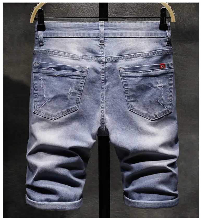 Heren jeans heren denim buino mode shorts gewassen denim boys strakke catwalk shorts heren jeans shorts heren heren gescheurd jeans plus sizel2404