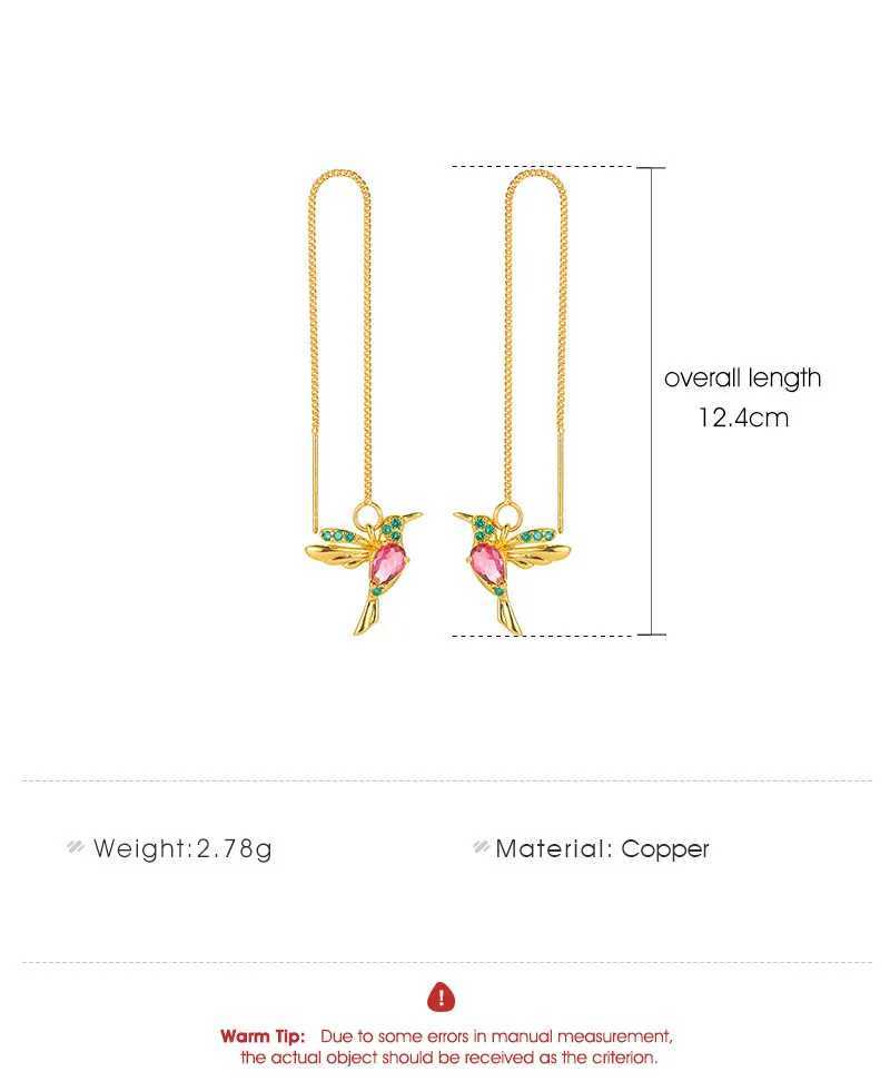 Dangle Kronleuchter Mode einzigartiger kleiner Vogel Drop Langhänge Hummingbird Ohrringe für Frauen elegantes Mädchen Quaste Crystal Anhänger Ohrring Juwely