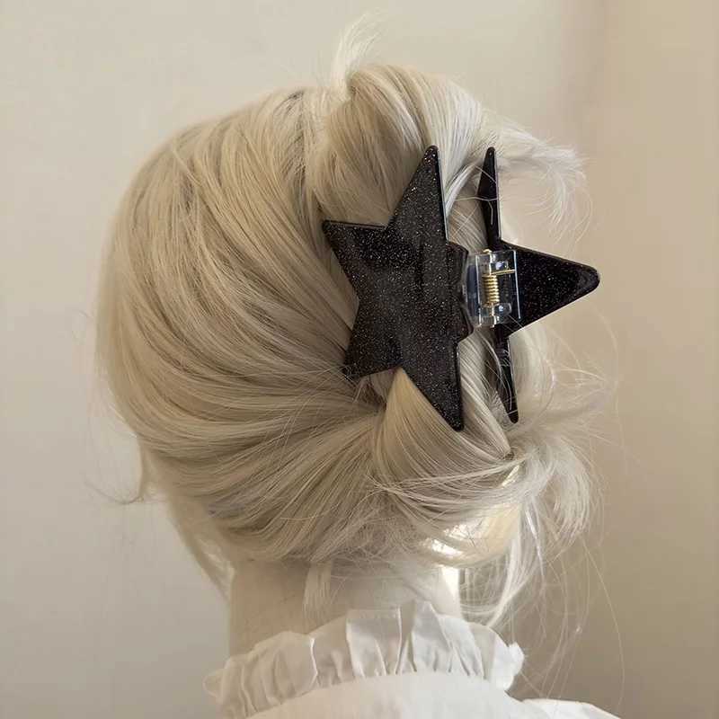 Morsetti bling clip artiglio capelli a cinque punte donne pentagramma acrilico clip di squali grandi telai Y2K Hairclip Accessori capelli coreani coreani 2024 Y240425