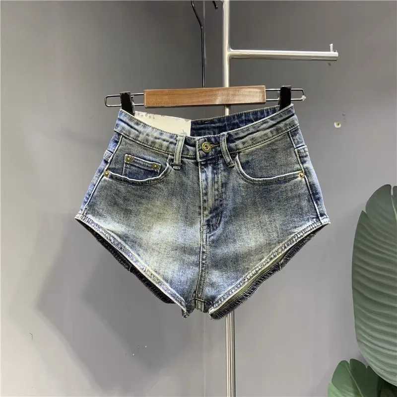 Women's Shorts New Korean Womens Jeans Stretch Slim Cotton Denim Shorts A-line Hot Pants Women Clothing Sky Blue Y240425