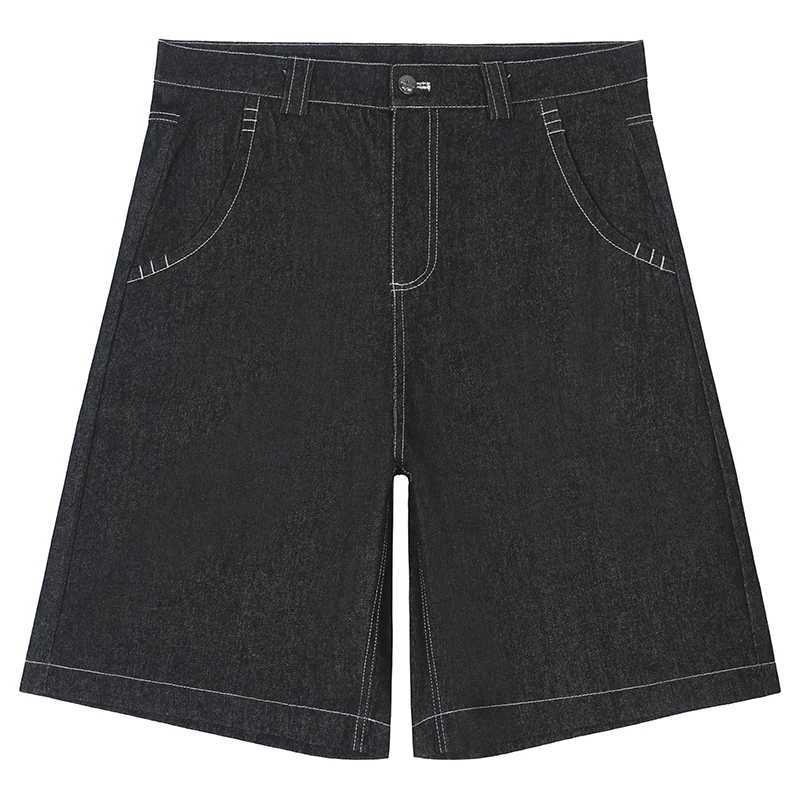 Shorts pour hommes Hip Hop Pocket Broidered Lettre imprimé pour hommes Retro Ultra Ultra Lignet Denim Knee Pantsl2404