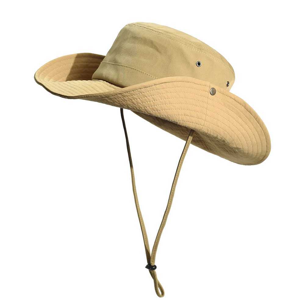 Chapéus de balde largura chapéus de verão masculino chapéu de pesca de secagem rápida chapéu de pesca respirável chapéu de caça ao chapéu de proteção solar de proteção ao ar livre 240424