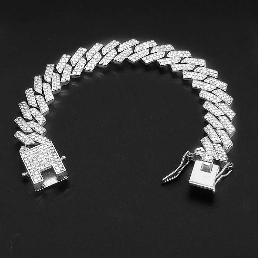 Strands 13mm rhinestone ice out square Miami Cuban chain necklace for mens rose gold silver hip-hop jewelry necklace gift 240424