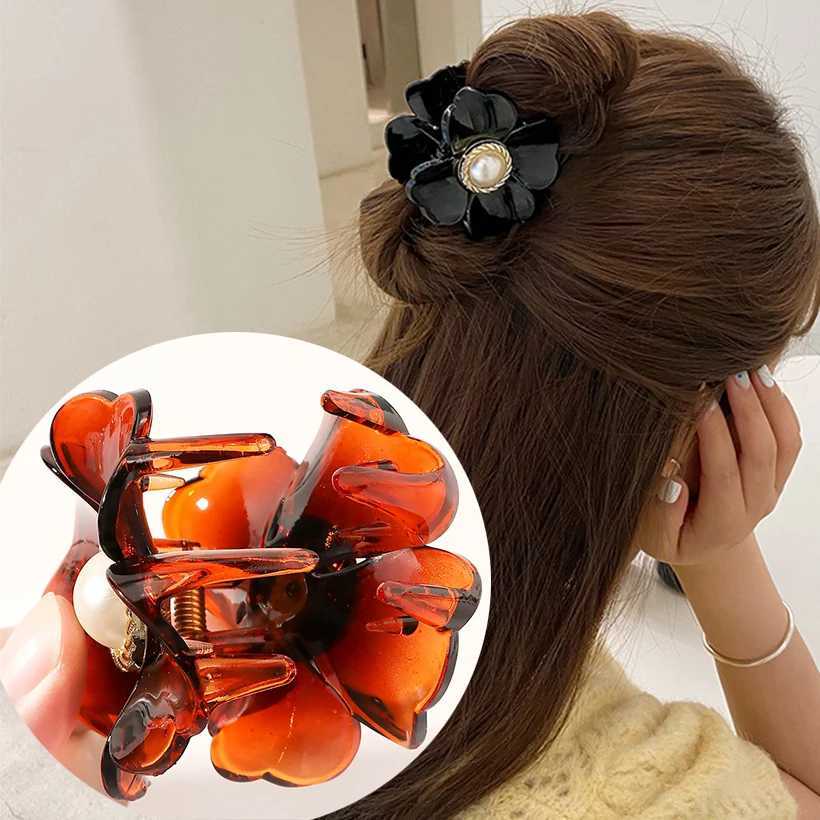 Crampes Fleurs Perles griffes de cheveux Crabs Clips Couleurs de couleurs solides Claiments Claides Pony Barrettes pour femmes Accessoires de cheveux