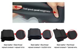 Tesla Modle3 Modley 2019-2023 Car Interior DIY Hand-Stitched Red Red Ungine LeatherNonslip Car Steering Wheelカバーに100％フィット