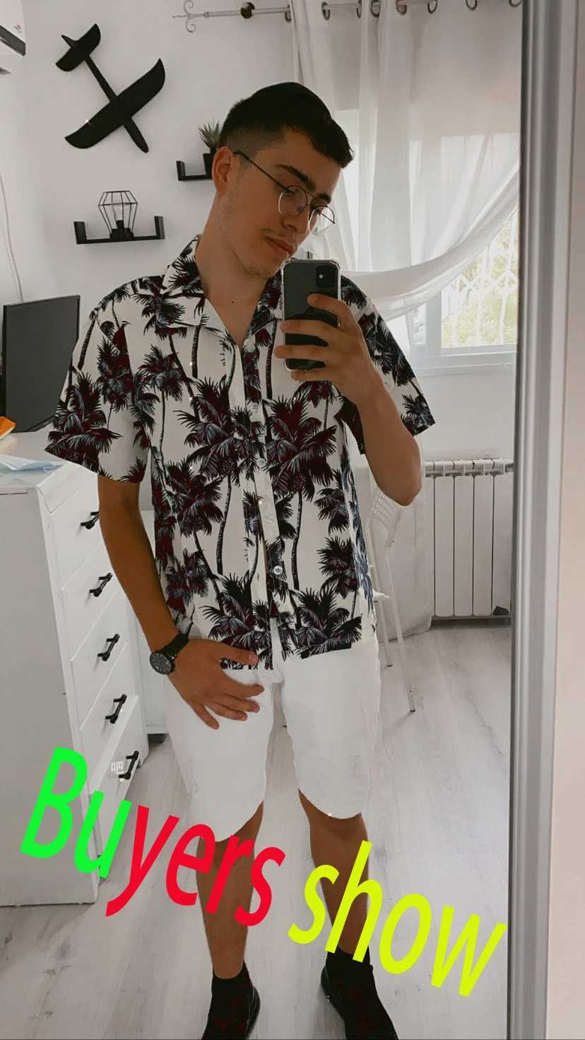 Men's Casual Shirts Palm Tree Printed Hawaiian Beach Shirt for Men 2019 Summer Short Sleeve 5XL Aloha Shirts Mens Holiday Vacation Clothing Chemise 240424