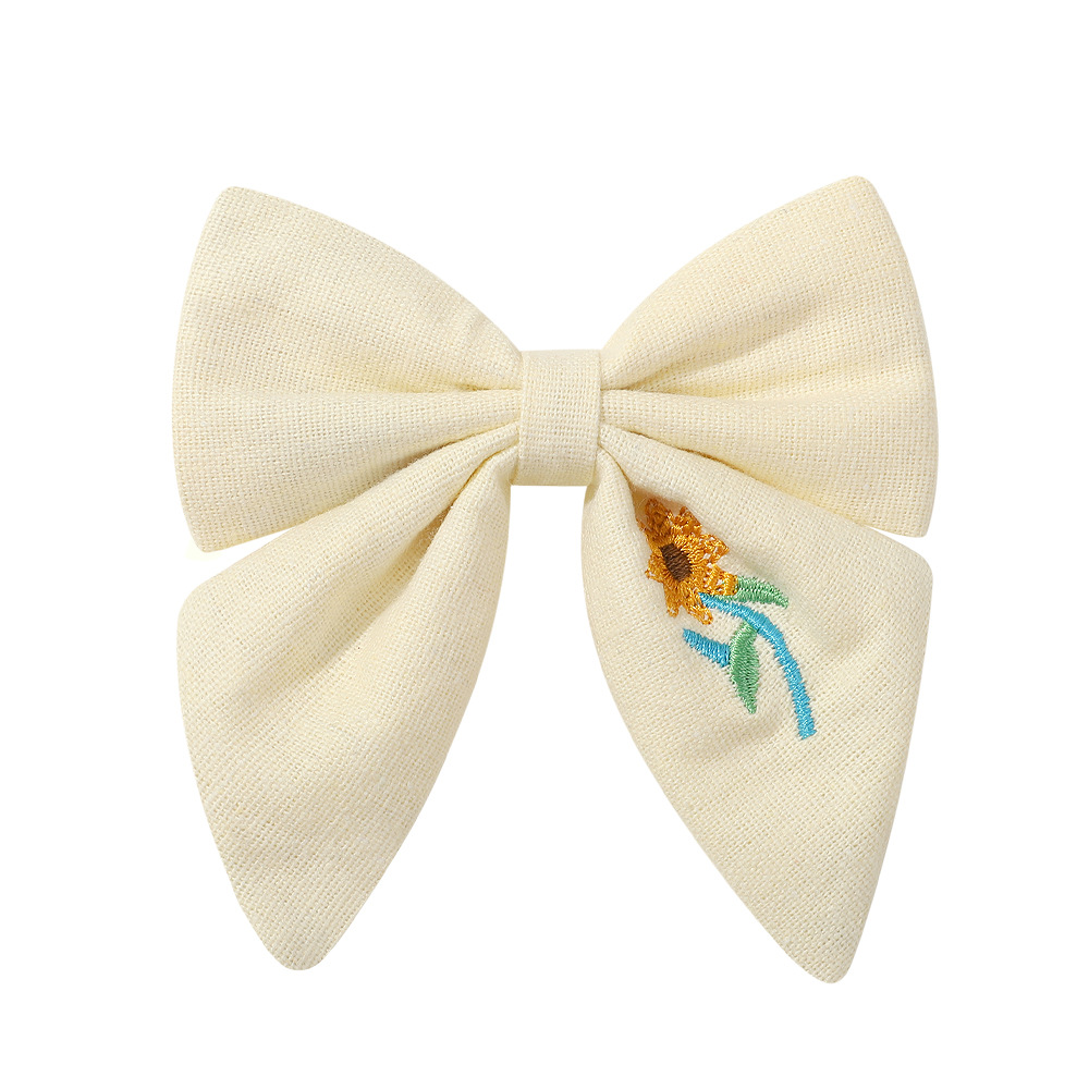 Girls Kids Big Bow Barrettes Solid Color Embroidered Bowknot Clips Hairpins Children Hair Accessories Toddler Cute Headwear YL3883