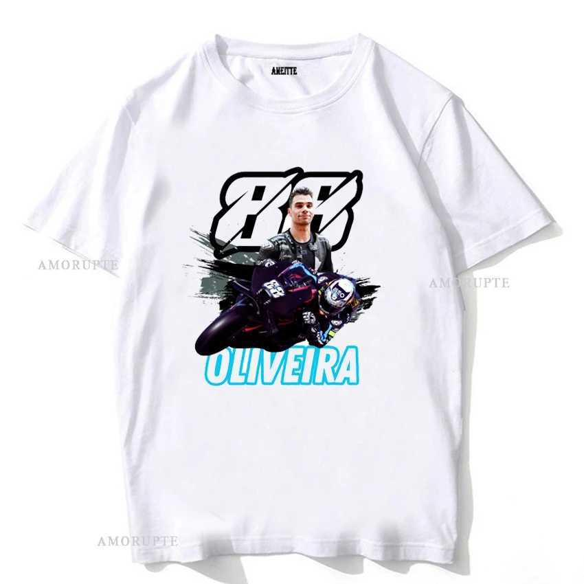Herren-T-Shirts neue Männer Kurzer Slve Hip Hop Sport Boy Casual TS Motorradfahrliebhaber Miguel Oliveira 88 Klassische T-Shirt White Tops T240425