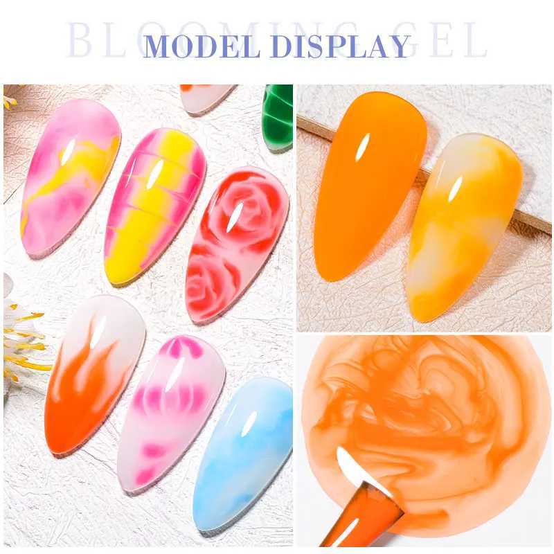 Nail Polish MEET ACROSS Blossoming Gel Nail Polish Watercolor Smook Effect Nail Art Transparent Soak Off UV Gel Nail Art Painting Varnish Y240425