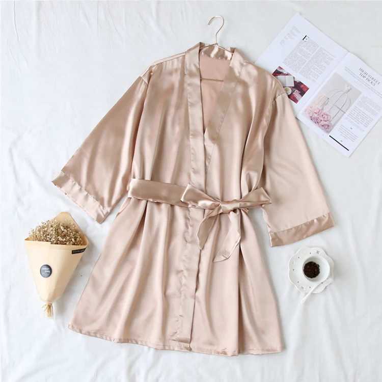 Women's Sleepwear Summer Champagne Chinese Bride Wedding Robe Satin Slpwear Women Nightgown Sexy Nightdress Lady Kimono Bathrobe Gown Neglig Y240426