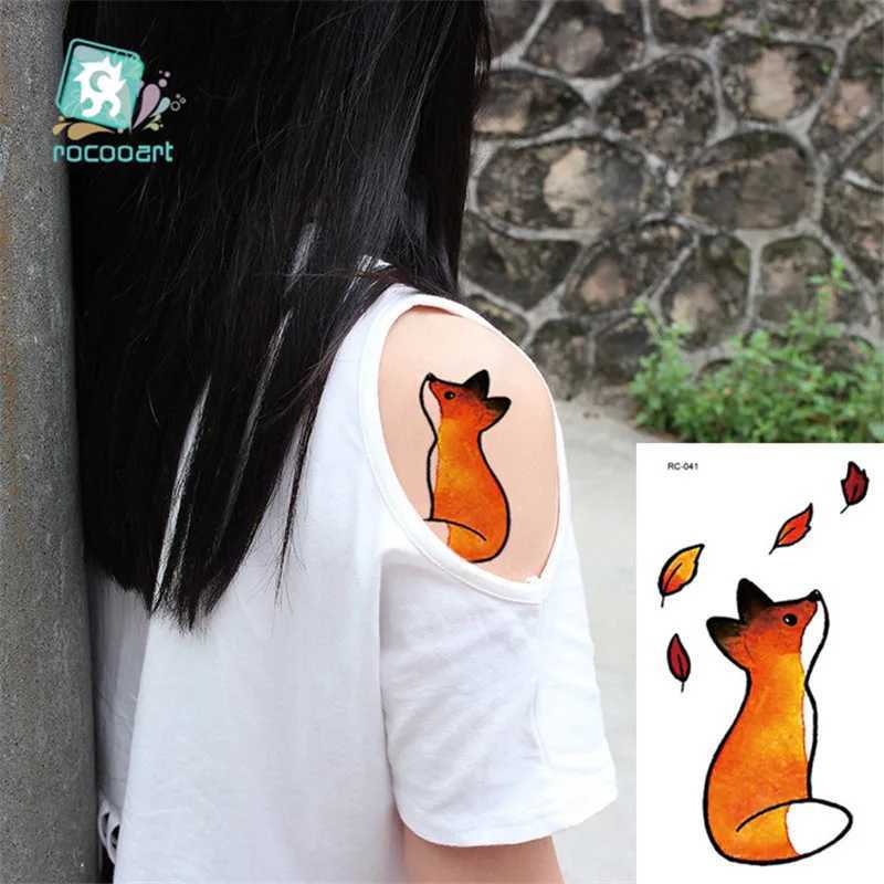 NXPD Tattoo Transfert Rocoart Animal Animal étanche Tattoo Tatoo Sticker Flamingo Cat Fox Tatoo Corps Art Women Nouveau FaTy Taty Tatuaje mignon petit tatouage 240427