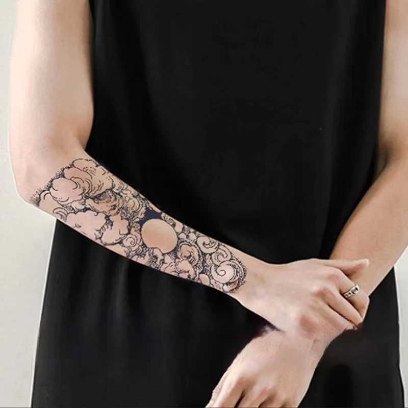 Transfert de tatouage japonais traditionnel Half Arm Jui de plantes Autocollants de tatouage temporaire Sakura Leaf durable art faux tatouage hommes femmes fausses tatouage 240427