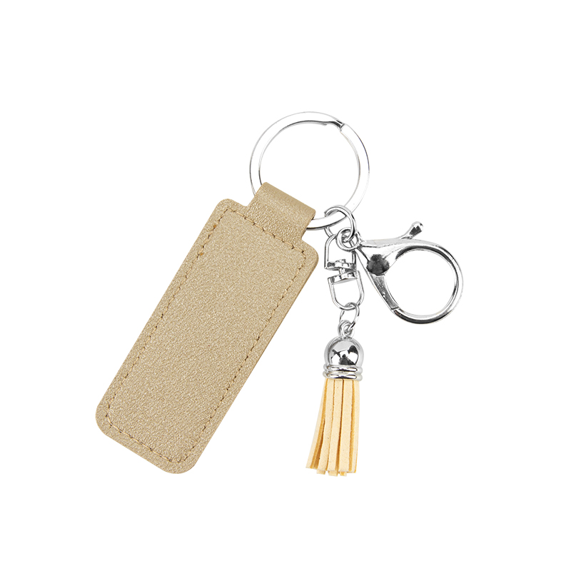 DIY PU leather fringe key chain Simple business small gift Metal pendant car key chain logo accessories