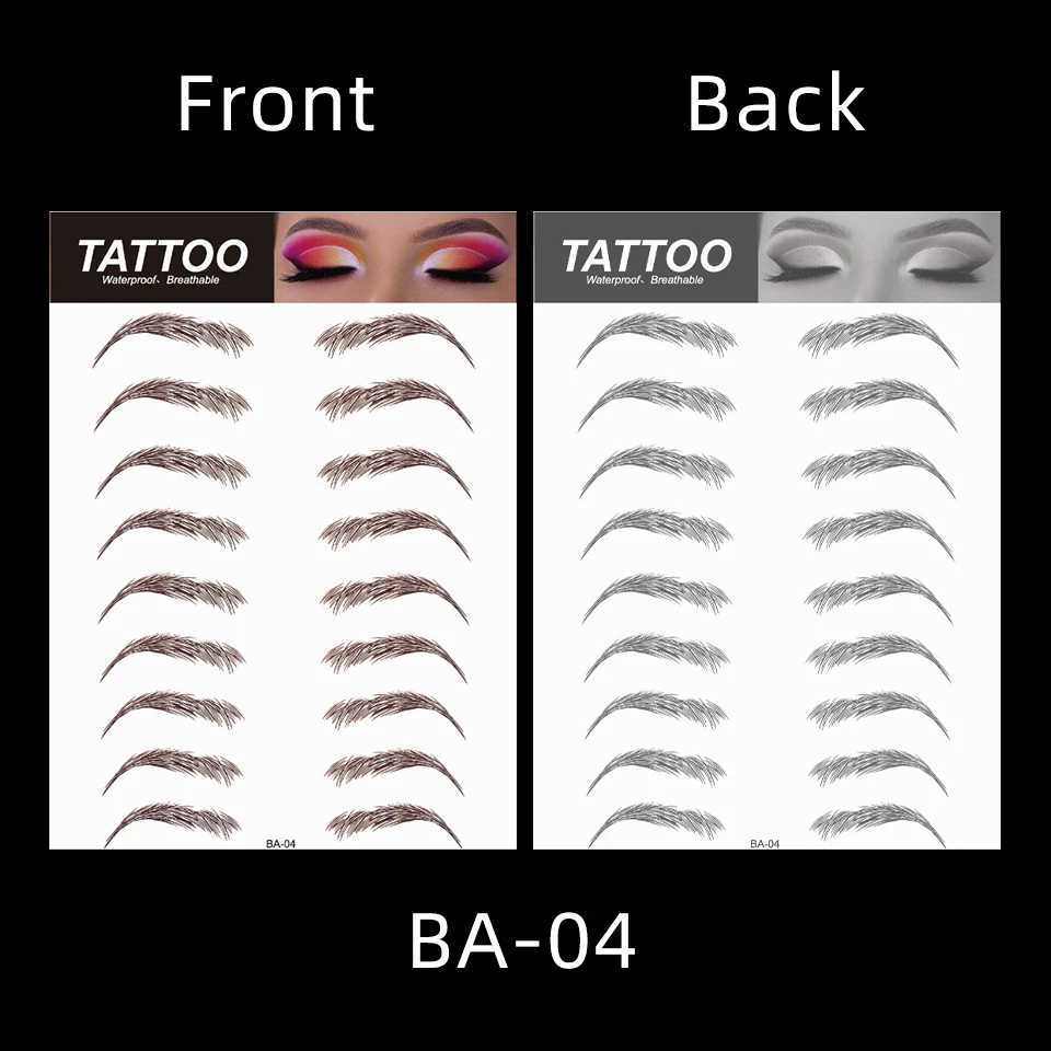 Tattoo Transfer 4D Wasserbasis haargesteuerte authentische Augenbrauen Tattoo Aufkleber wasserdichte Kosmetik Langlebige Make-up False Eyebrows Aufkleber 240427