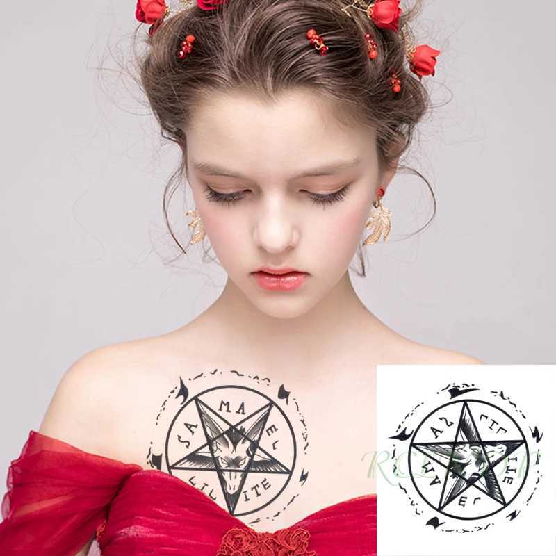 Tattoo Transfer Waterproof Temporary Tattoo Sticker Satan Lucifer Circle Steering Fake Tatto Flash Tatoo Gothic Hand back Art for Boy Women Men 240427