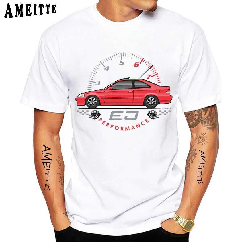 Men's T-Shirts New Summer Men Short Slve JDM Style Civic EJ8 Red Classic T-Shirt Type R Car Design White Casual Boy Ts Legend Tops T240425