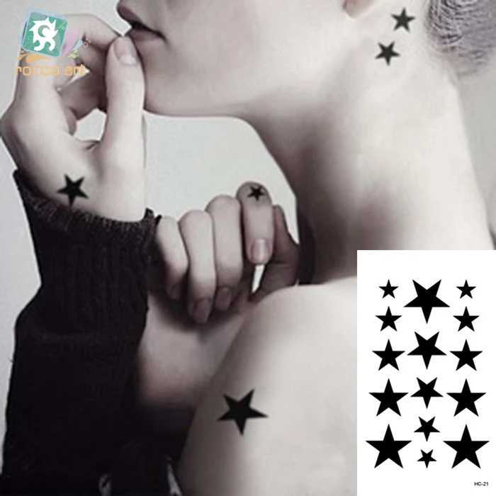 Tattoo Transfer Small Temporary Tattoo Sticker G-dragon Same Black Smiling face Cat Star Pattern Water Transfer Body Art Fake Tatoo Women 240426