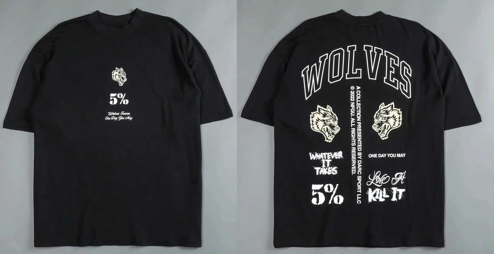 T-shirts masculins 2024 Wolves Gym T-shirts Office d'entraînement surdimension