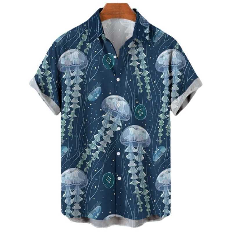 Męskie koszule męskie koszula męska koszula letnia hawajska koszula wzorzystą koszulę koszulę Aloha Krajobraz stojak obster 3D Casual Short Sleeve Button Print 240424